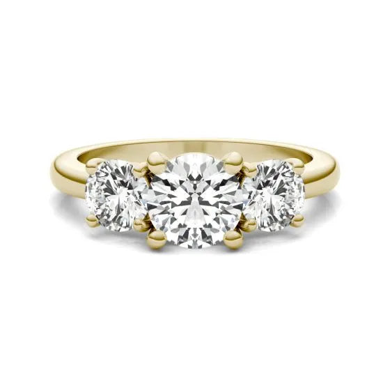 2 CTW AGI Certified Lab Grown Diamond (G-VS) Three Stone Engagement Ring in Choice of 14K Yellow or 14k White Gold