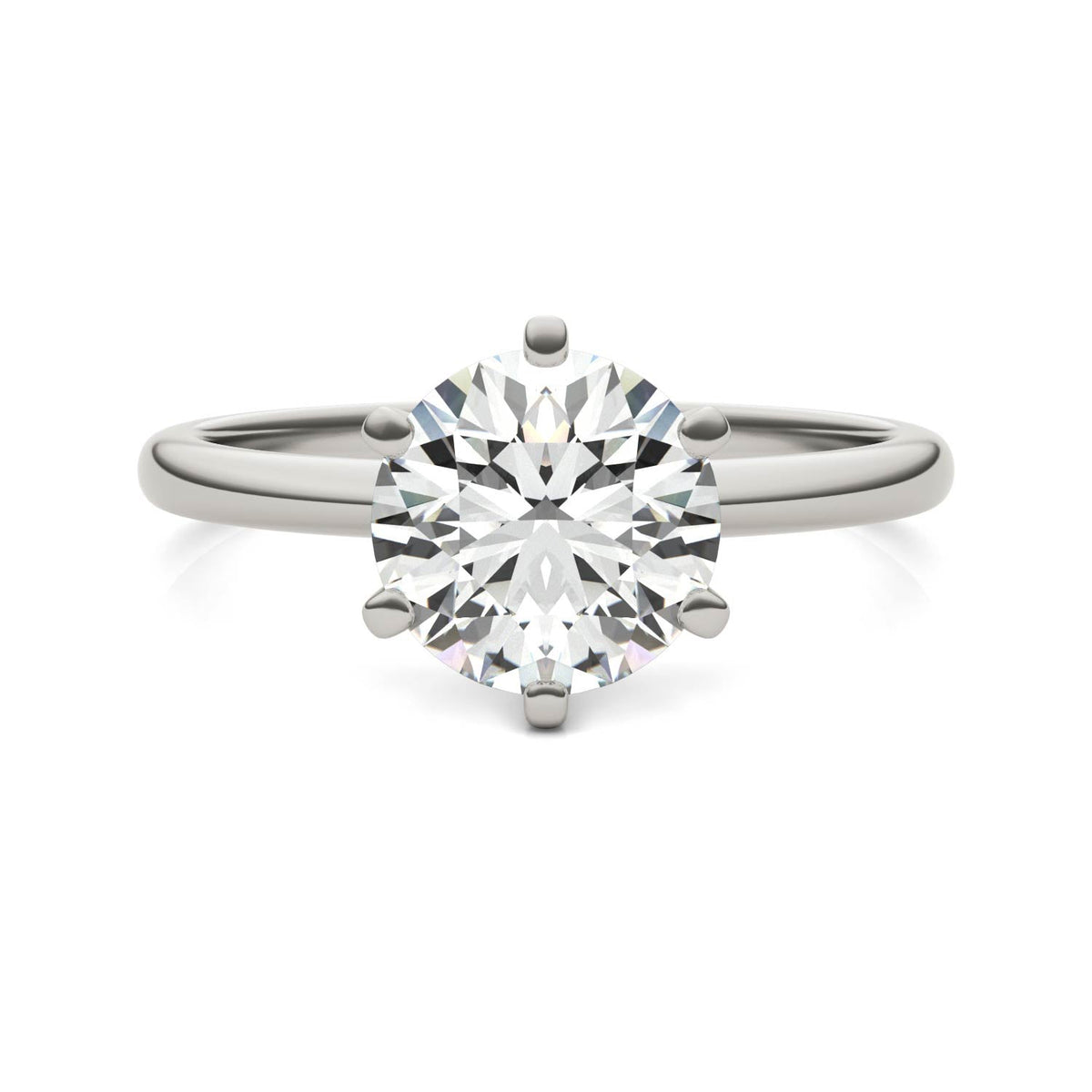 2 CTW Round Lab Grown Diamond Six Prong Solitaire Engagement Ring - G-VS Clarity, AGI Certified, 14K White Gold