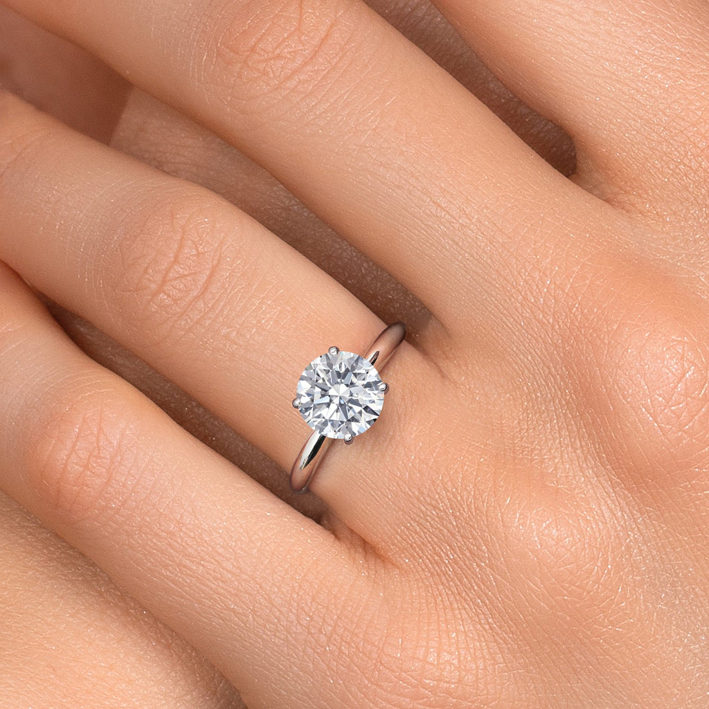 3.50 CTW Round Lab-Grown Diamond Solitaire Engagement Ring in 14K White Gold (F/VS, AGI Certified)