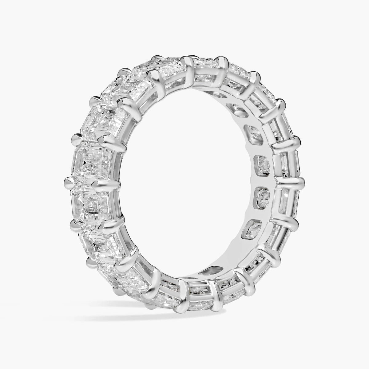 5.00 CTW Created Moissanite Emerald Cut Eternity Band Ring in 14k White Gold Overlay