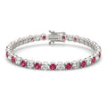 7.50 CTW AGI Certified Lab Created Ruby & Diamond Tennis Bracelet in 14K White Gold Overlay