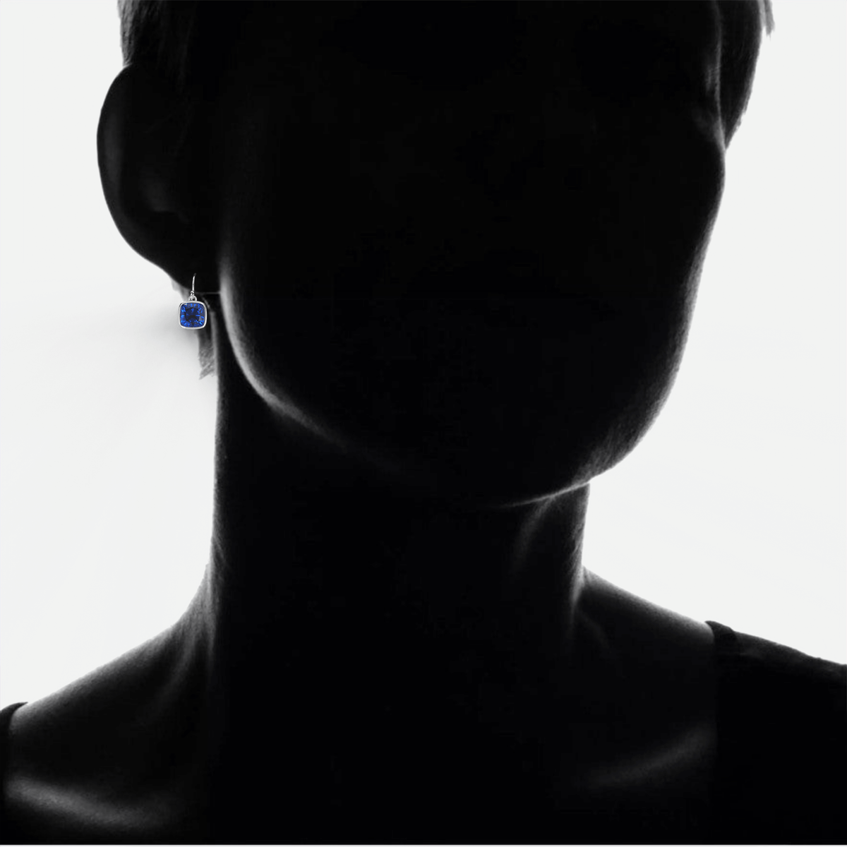 4.50CTW Lab Grown Cushion Cut Blue Sapphire Drop Earrings in 925 Sterling Silver - 8mm Square Gems