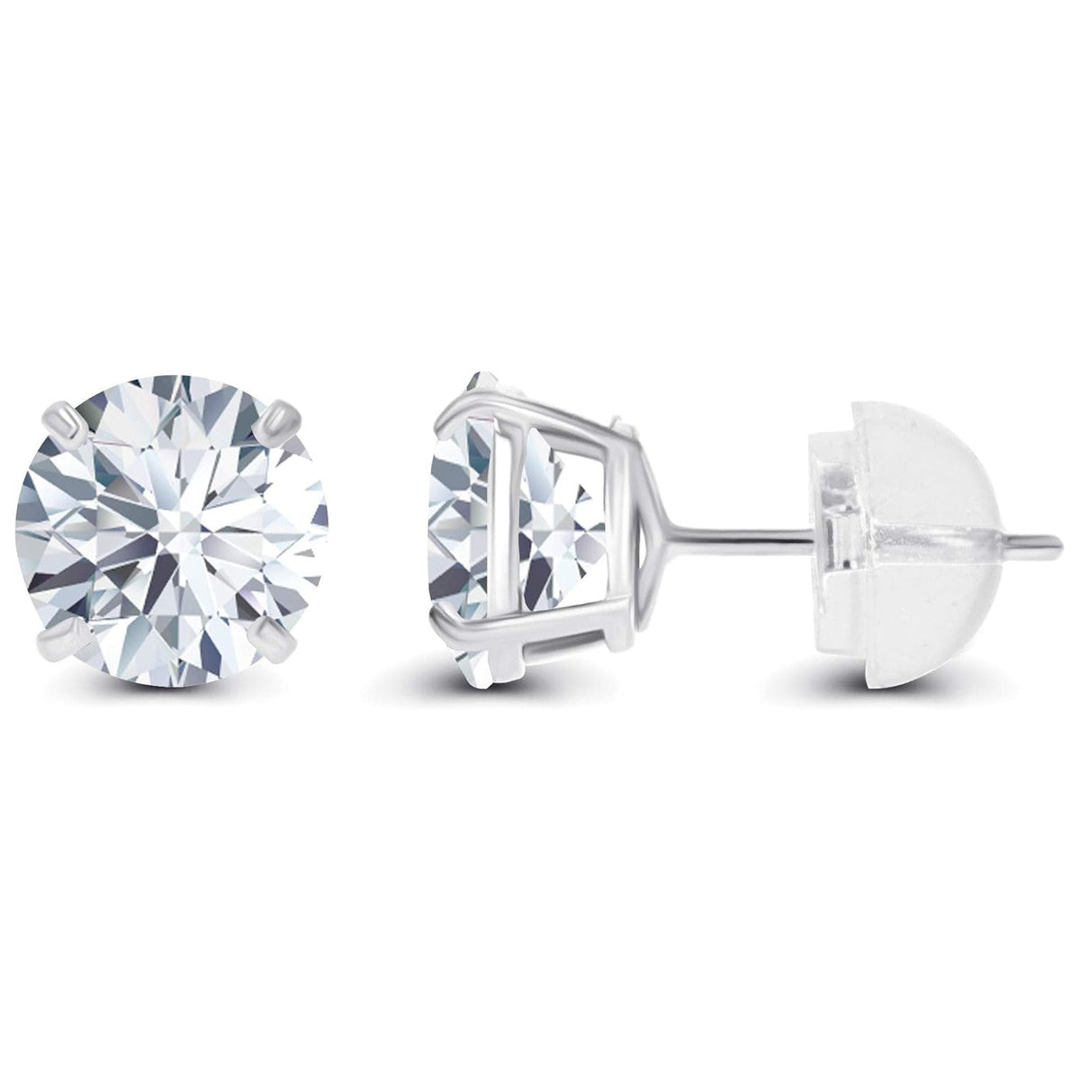1.60 CTW Genuine Certified Moissanite Stud Earrings in Solid 14K White or Yellow Gold