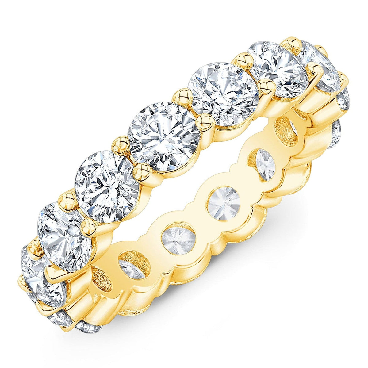 4.00 Ct Round Cut Created Moissanite Classic Eternity Band in 14k Gold Overlay