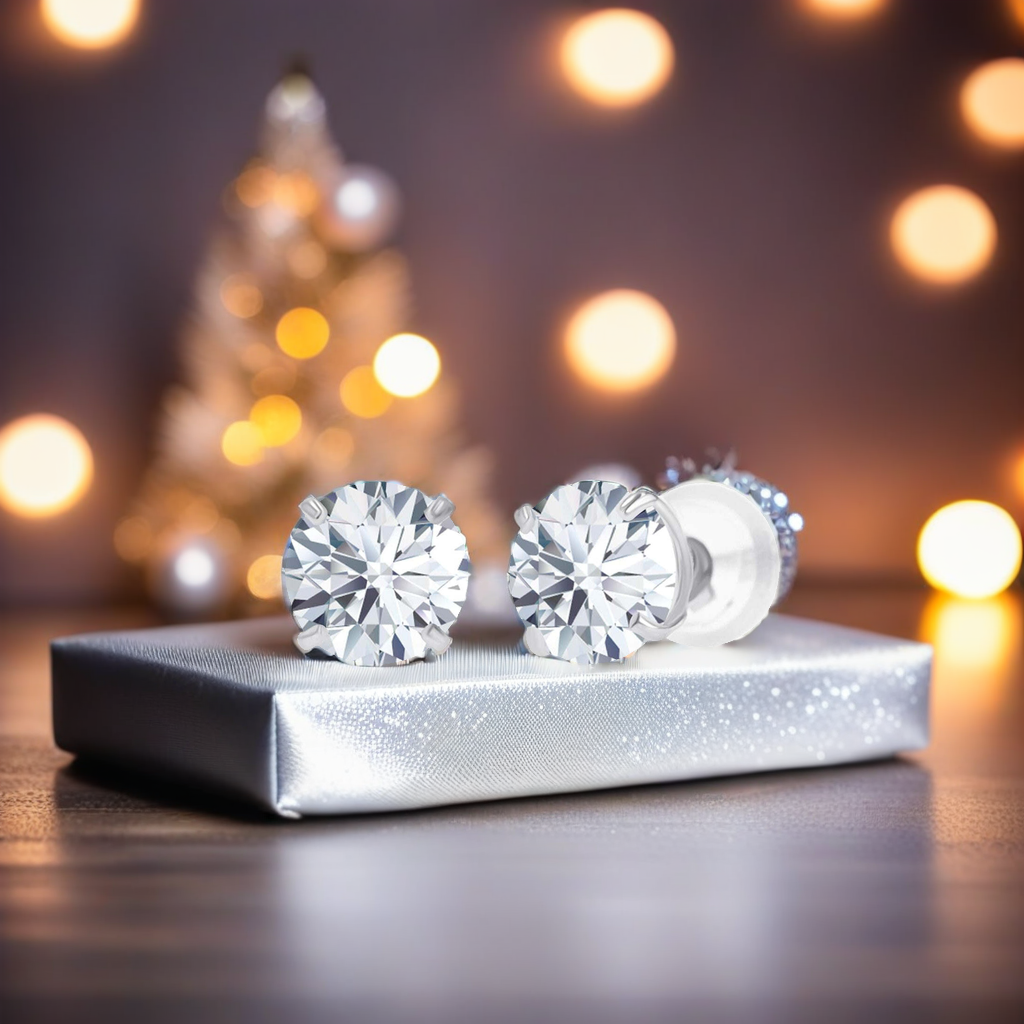 2.00 CTW Round CZ Stud Earrings in 14K White or Yellow Gold – Handcrafted Luxury
